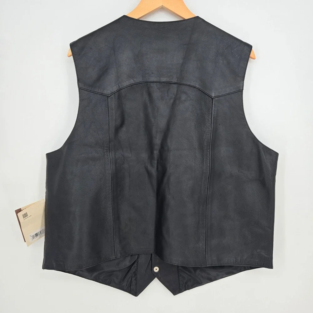 NWT Scully Lambskin Leather Vest Mens XL Buffalo Nickel Snap Biker Western Black
